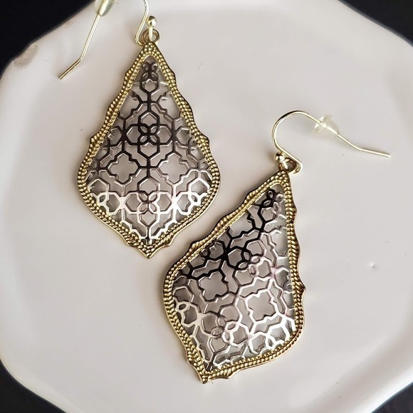 Kendra Scott Jewelry - Kendra Scott Addie Earrings Silver Gold Plated Two Tone Dangle Filigree